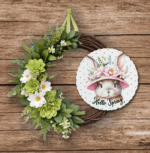 Tavaszi dekoráció, húsvéti ajtódísz húsvéti nyúllal