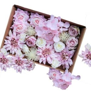 Tavaszi dekoráció, selyem virág csomag púder színekben