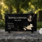 Sírfelirat, sírtábla, kegyeleti tábla időjárásálló - Fekete márvány szín