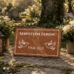 Sírkő sírfelirat tábla IDŐJÁRÁSÁLLÓ, bronz márvány